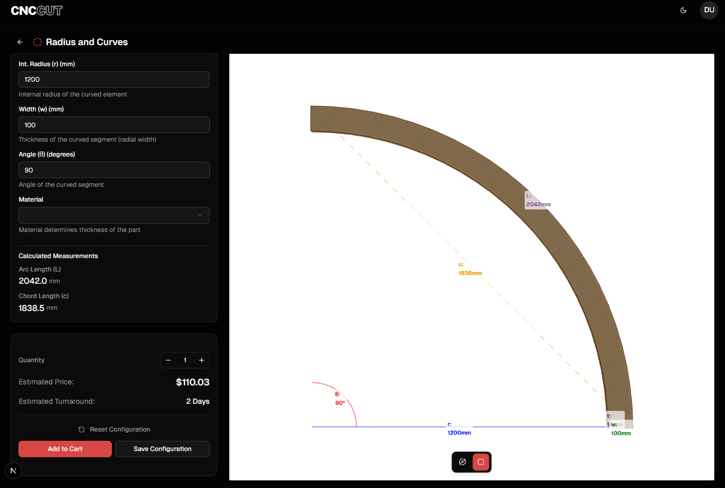 CNC Cut Dashboard Preview